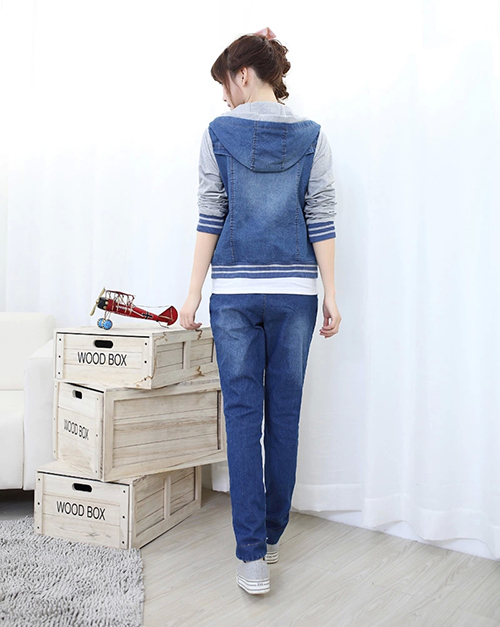 ÁO KHOÁC JEAN FORM NGẮN CÓ NÓN PHỐI TAY